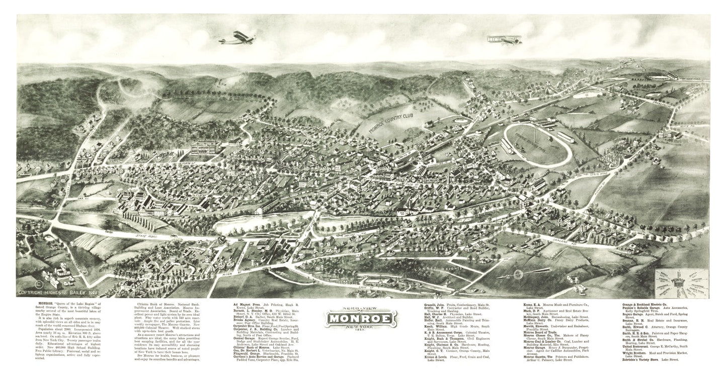 Vintage Map of Monroe, New York 1922