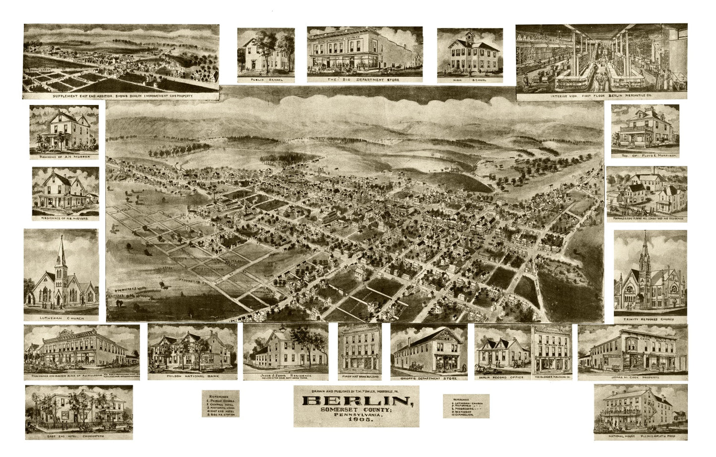 Vintage Map of Berlin, Pennsylvania 1905