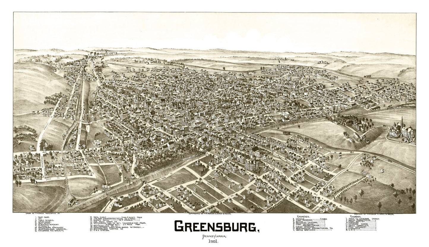Vintage Map of Greensburg, Pennsylvania 1901