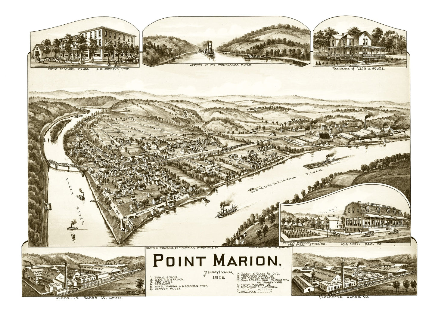 Vintage Map of Point Marion, Pennsylvania 1902
