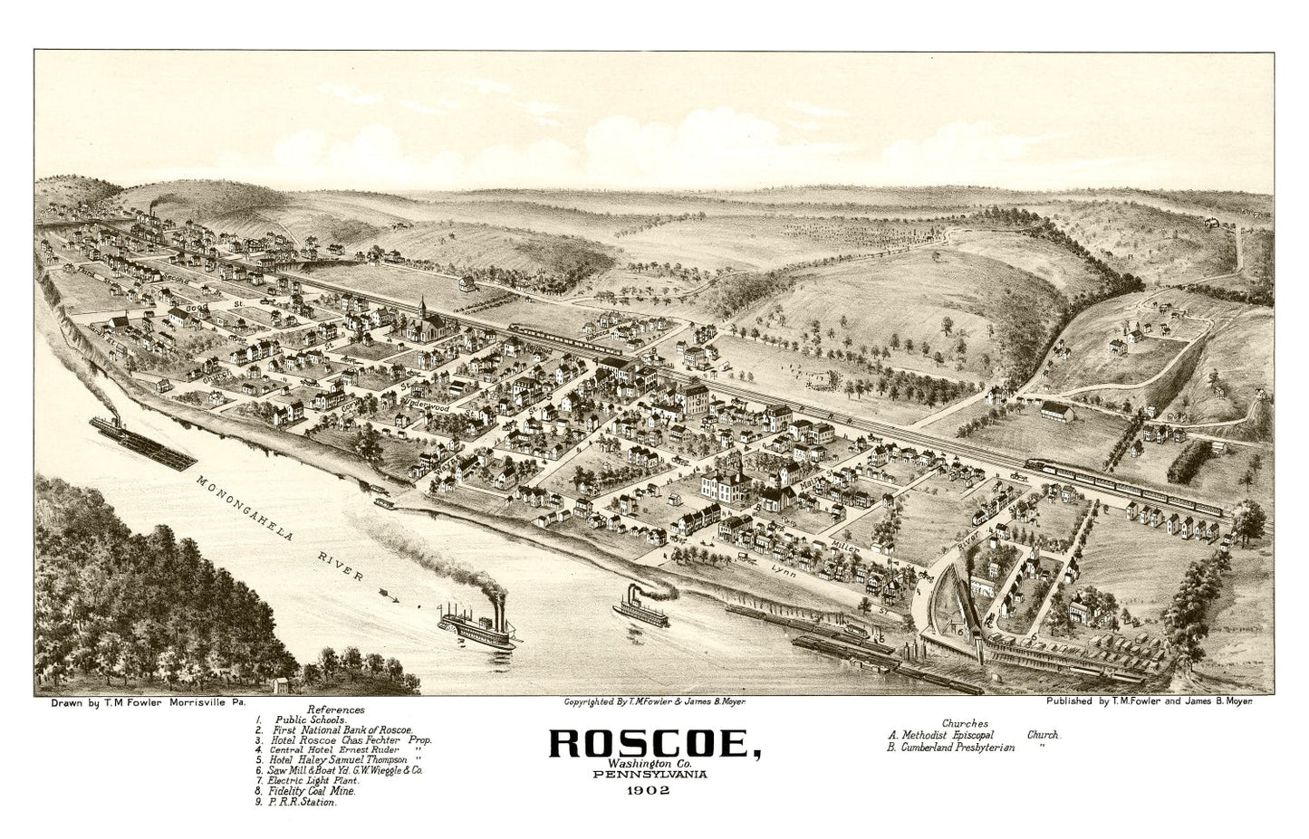 Vintage Map of Roscoe, Pennsylvania 1902