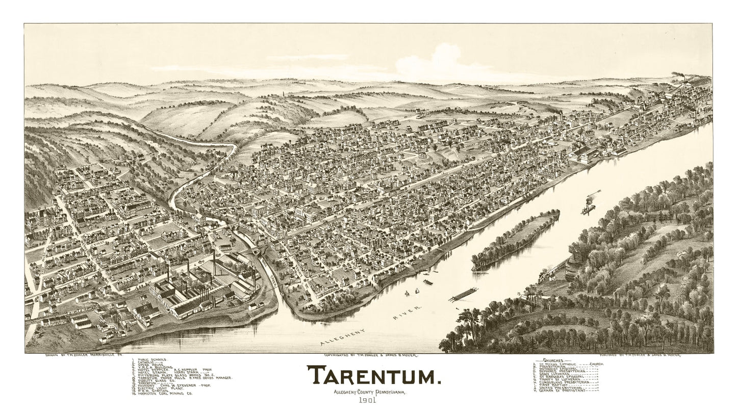 Vintage Map of Tarentum, Pennsylvania 1901
