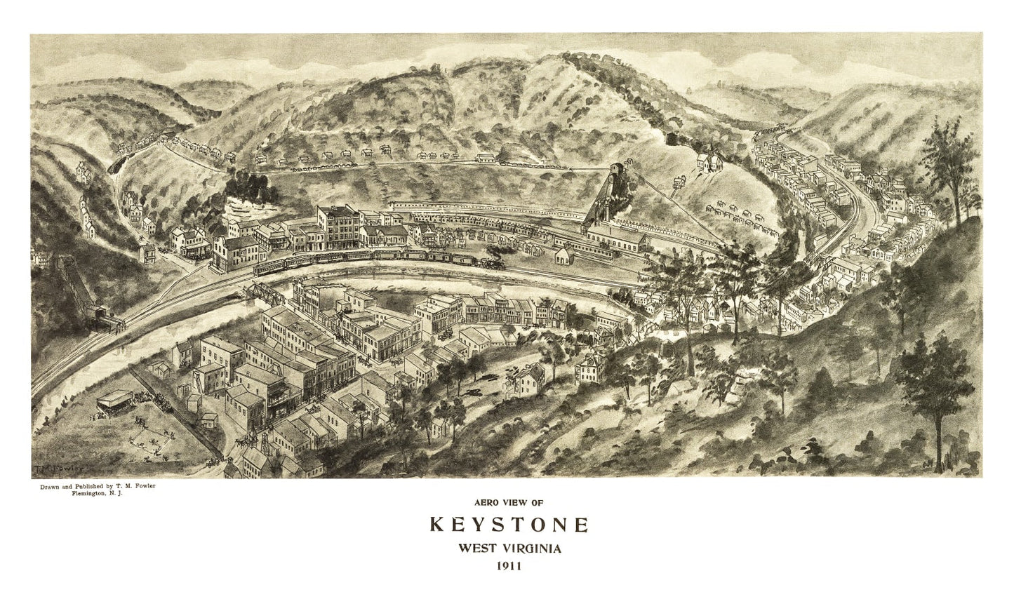 Vintage Map of Keystone, West Virginia 1911
