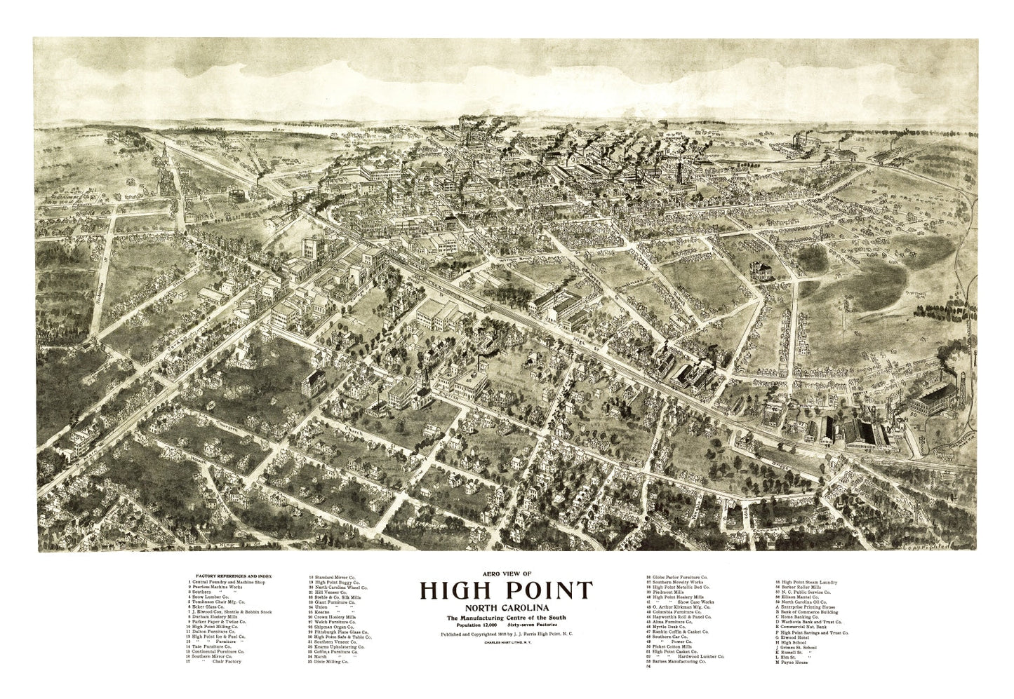 Vintage Map of High Point, North Carolina 1913