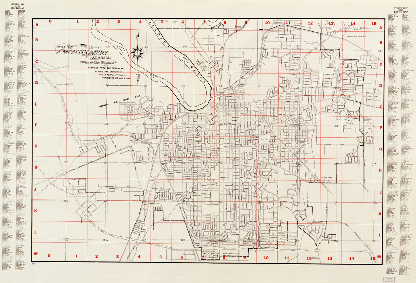 Vintage Map of Montgomery, Alabama 1956