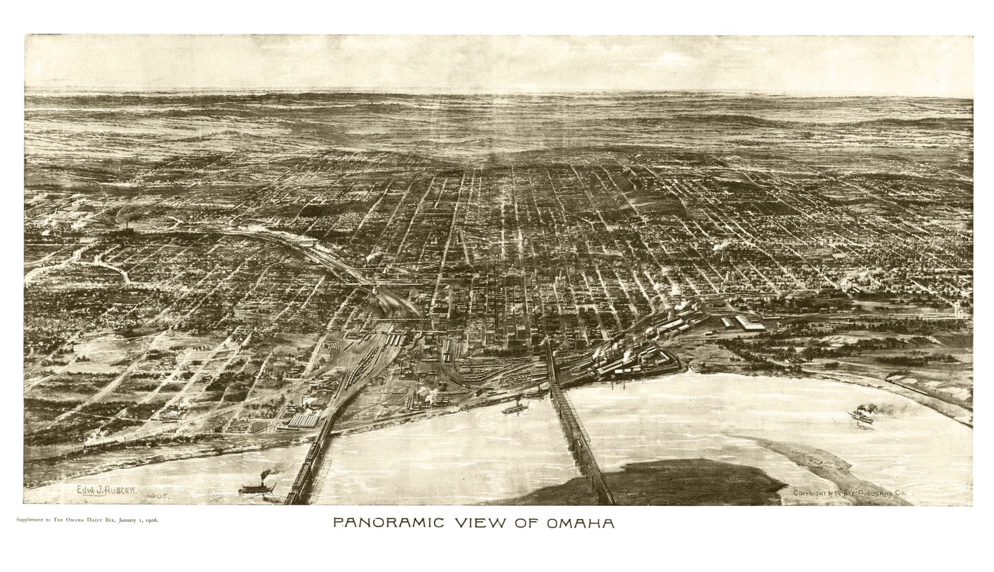 Vintage Map of Omaha, Nebraska 1906