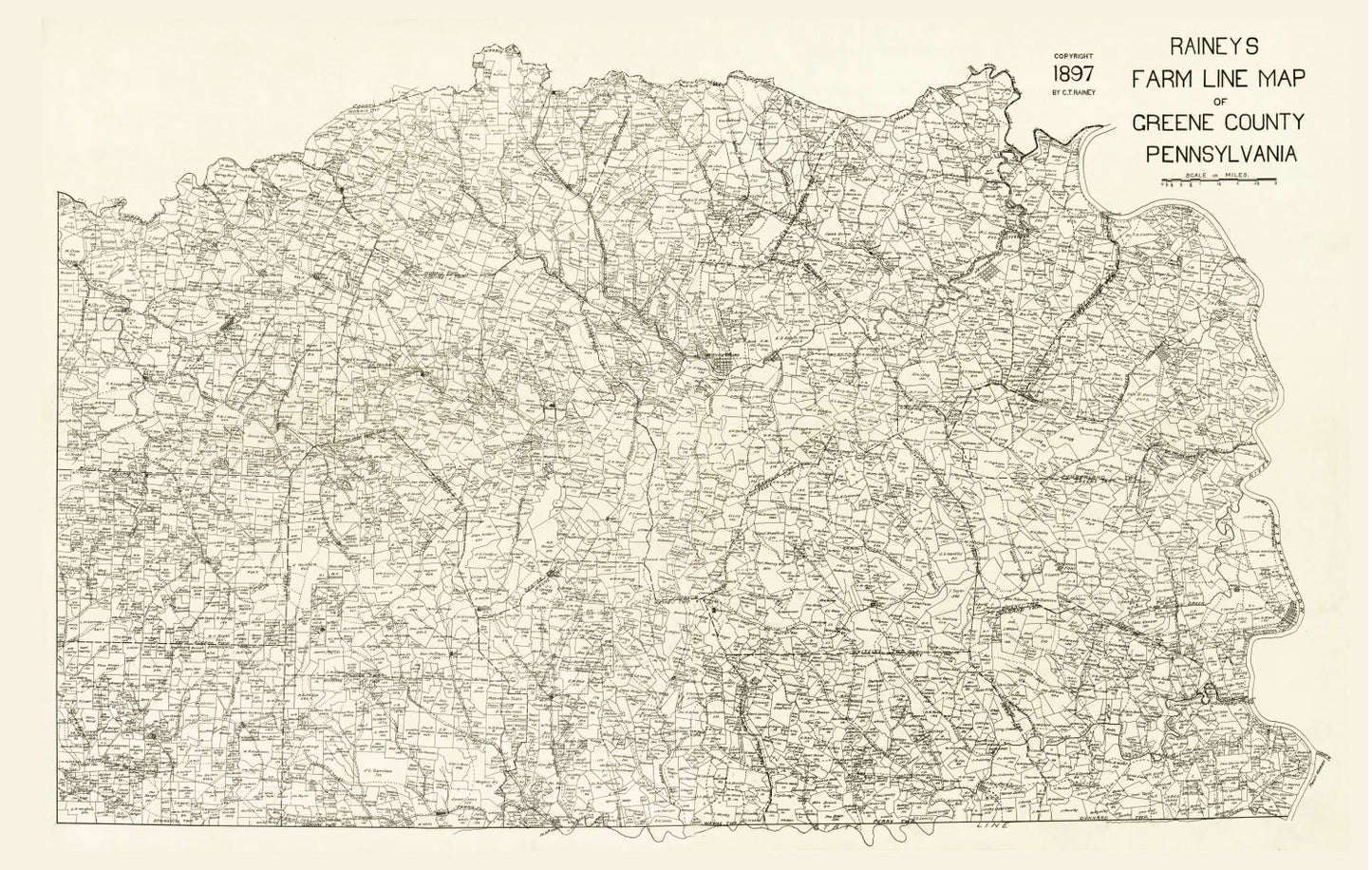 Vintage Map of Greene County, Pennsylvania 1897
