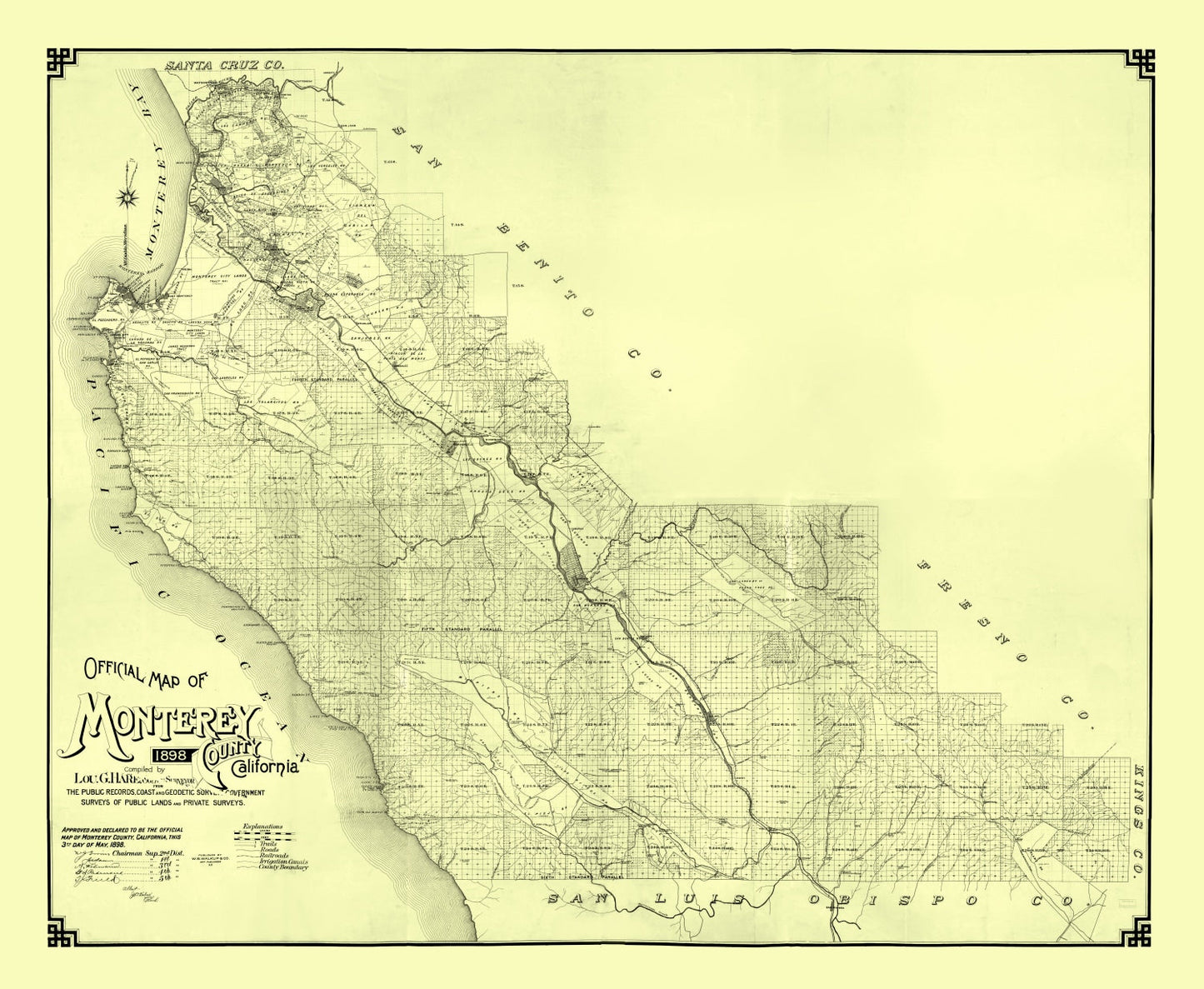Vintage Map of Monterey County, California 1898
