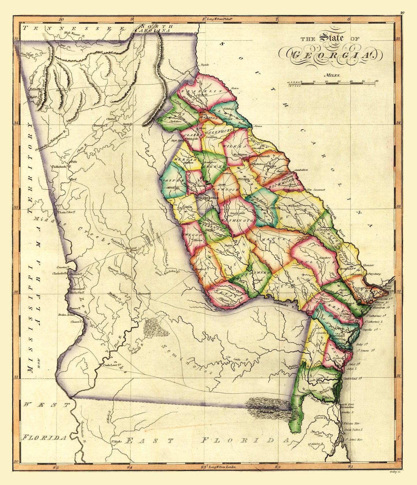 Vintage Map of Georgia 1810