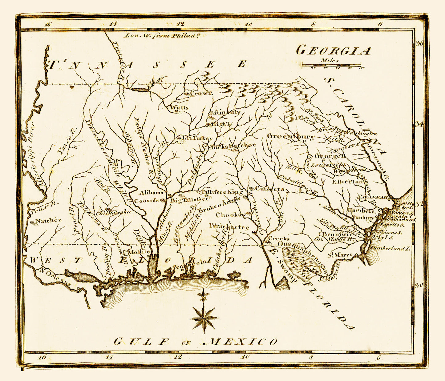 Vintage Map of Georgia 1795