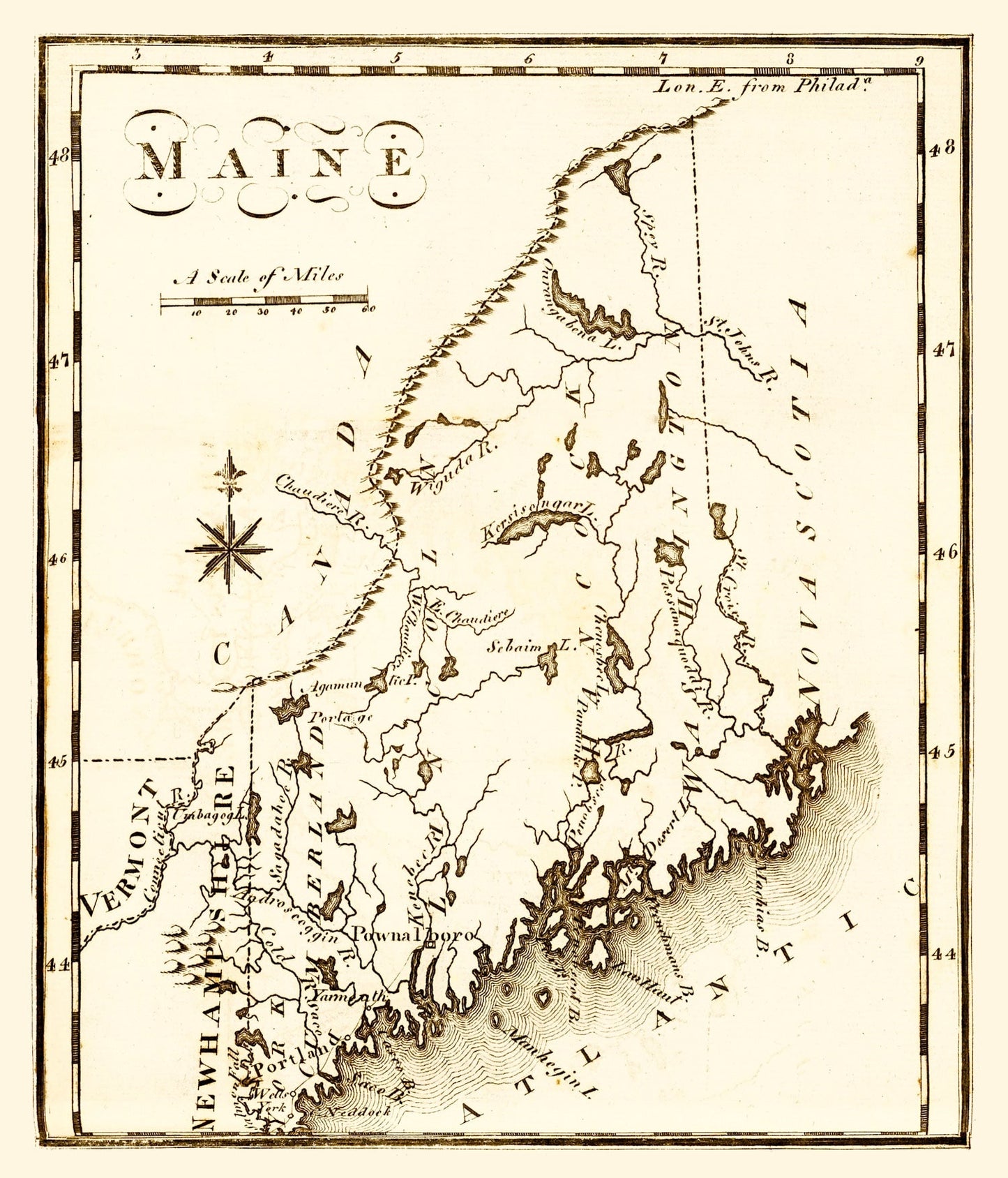 Vintage Map of Maine 1795