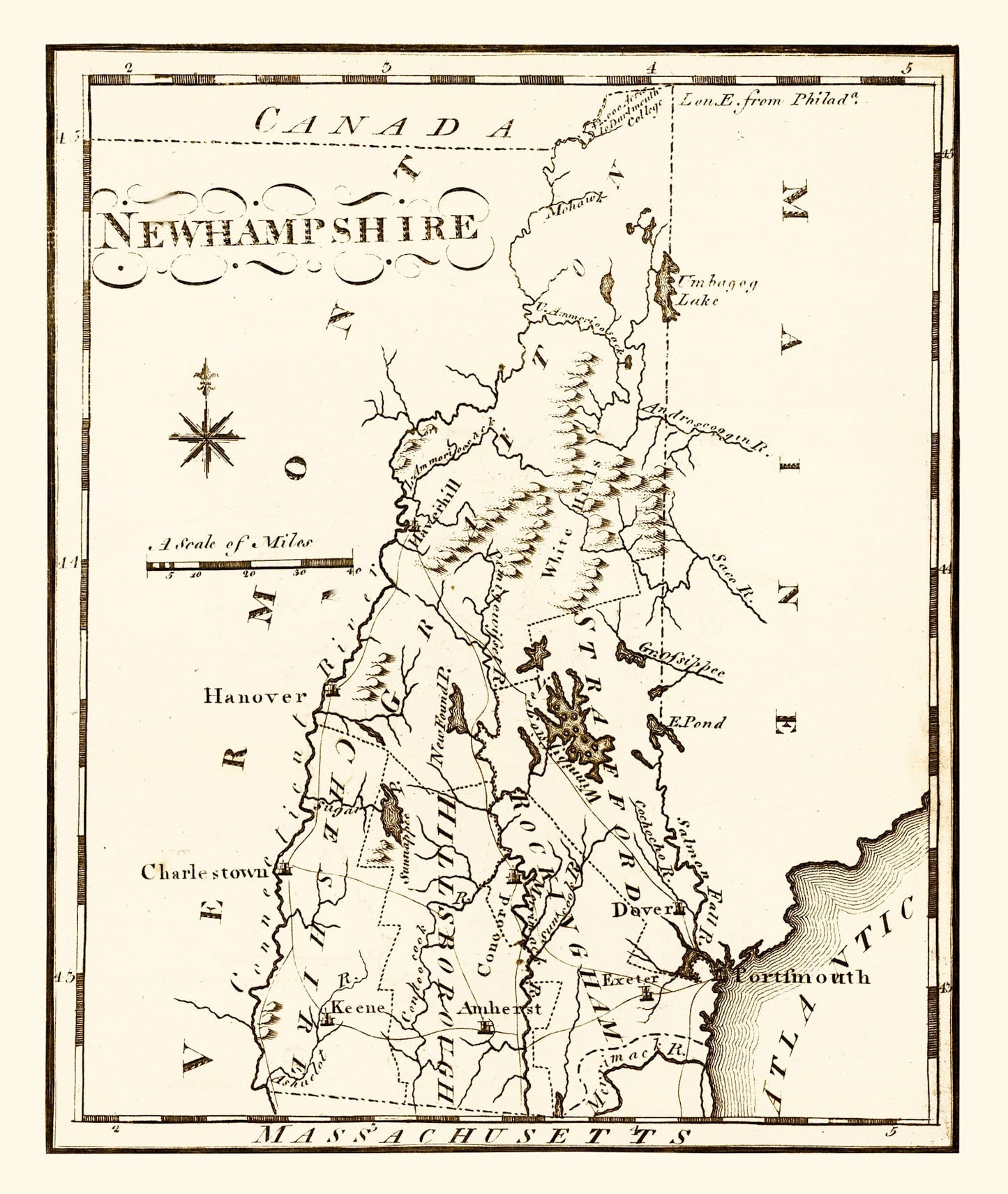 Vintage Map of New Hampshire 1795