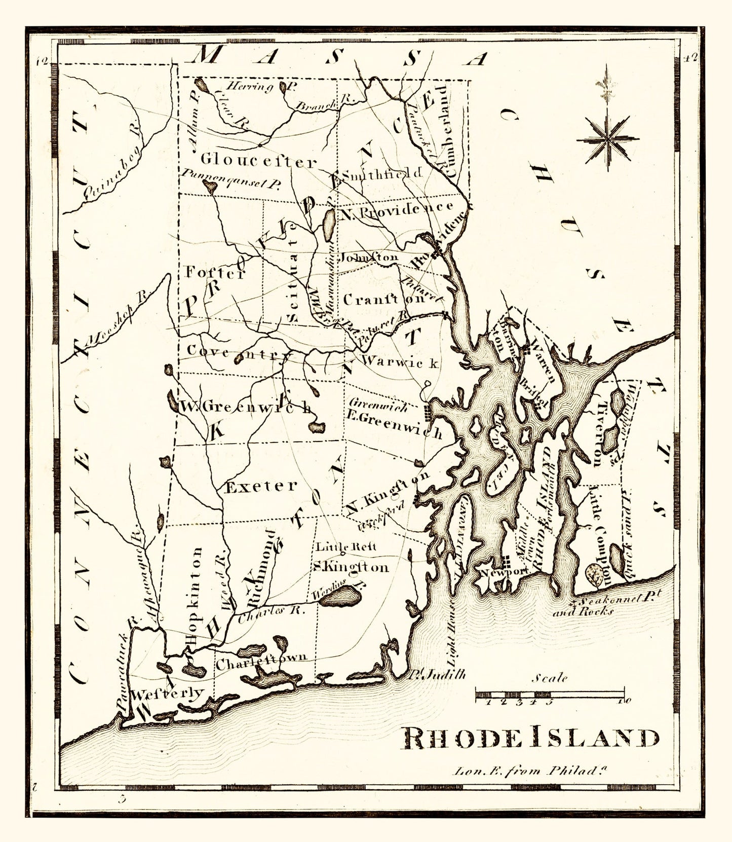 Vintage Map of Rhode Island 1795