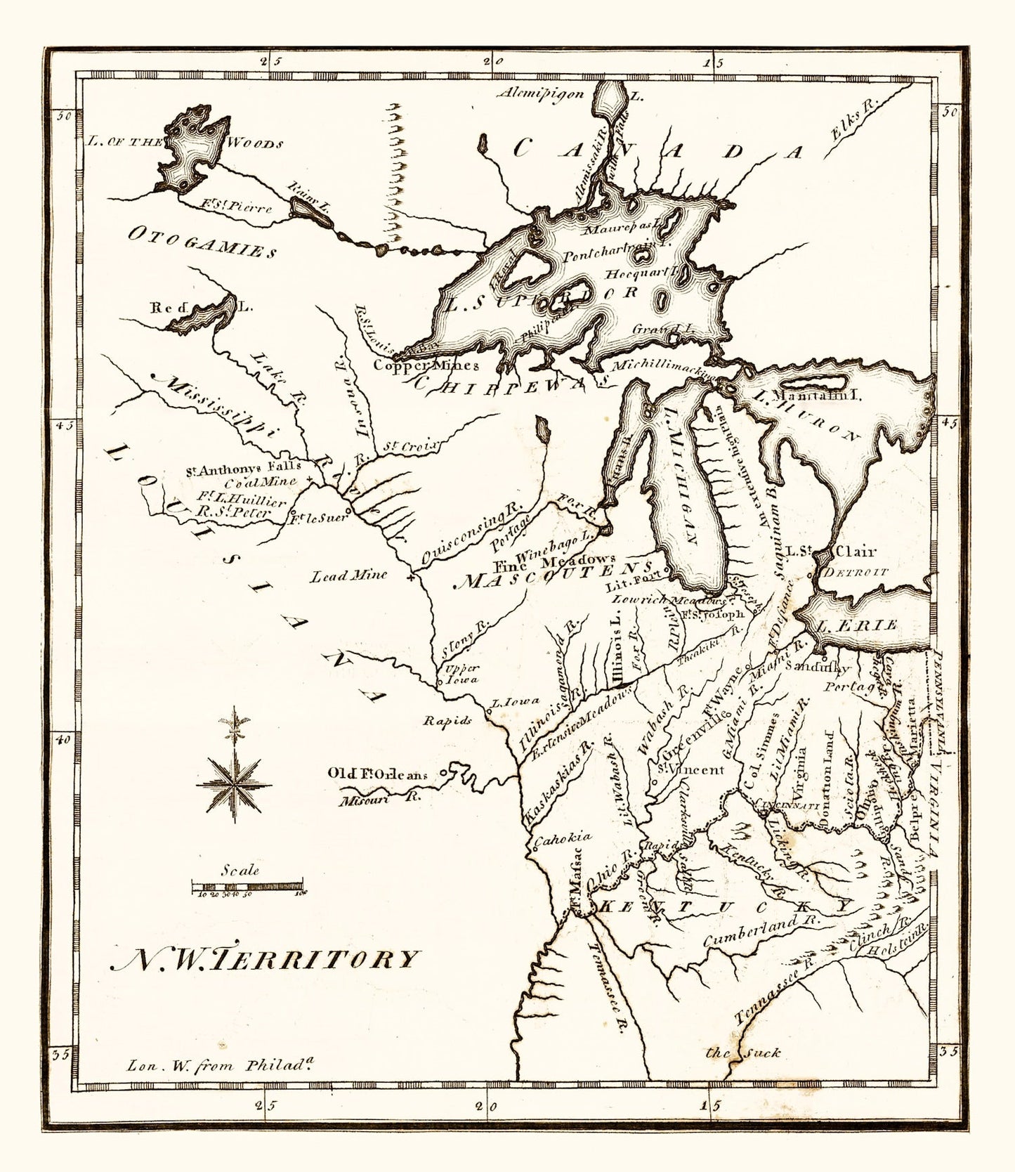 Vintage Map of the Northwest Territory 1795