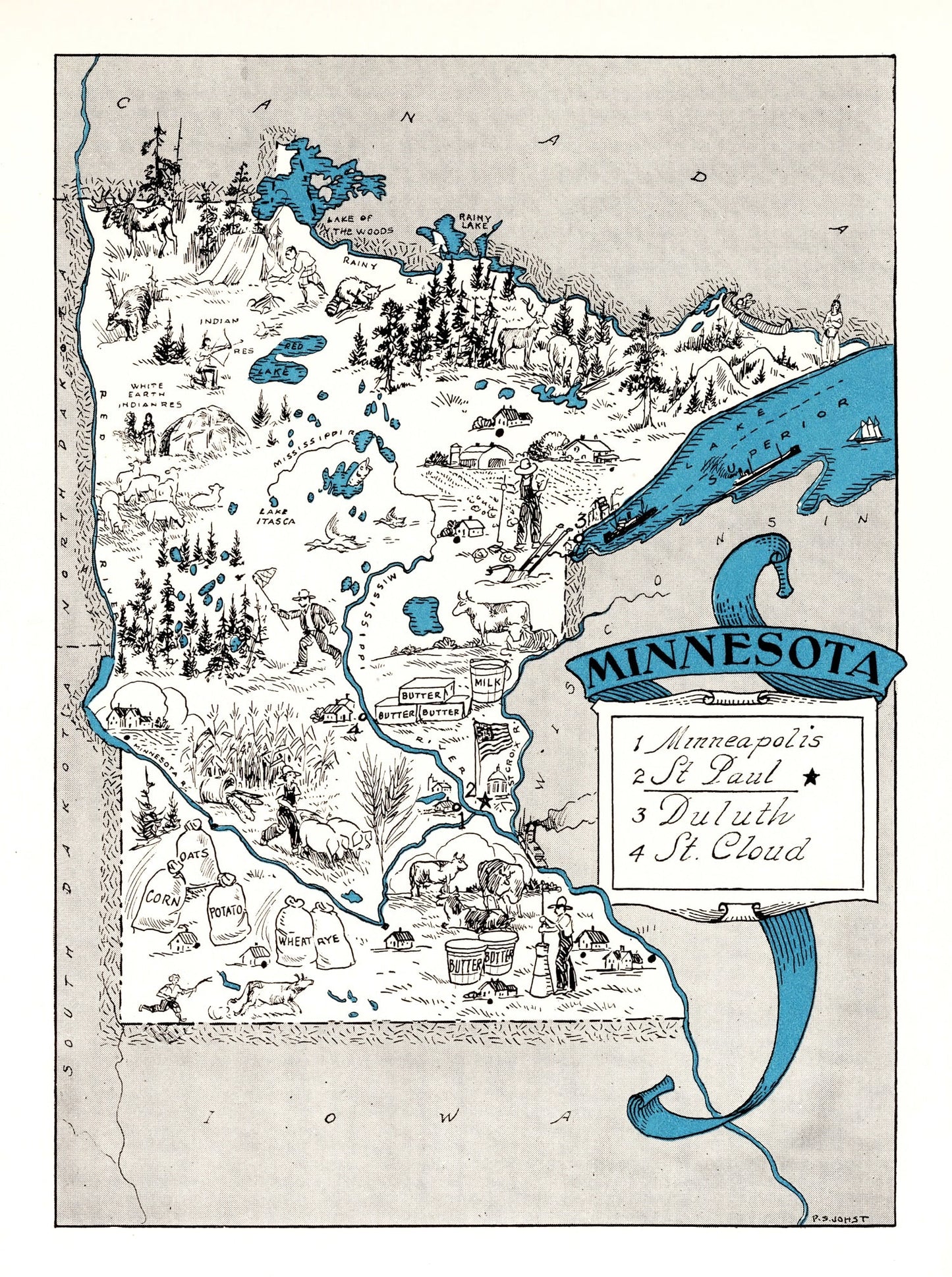 Vintage Map of Minnesota 1931