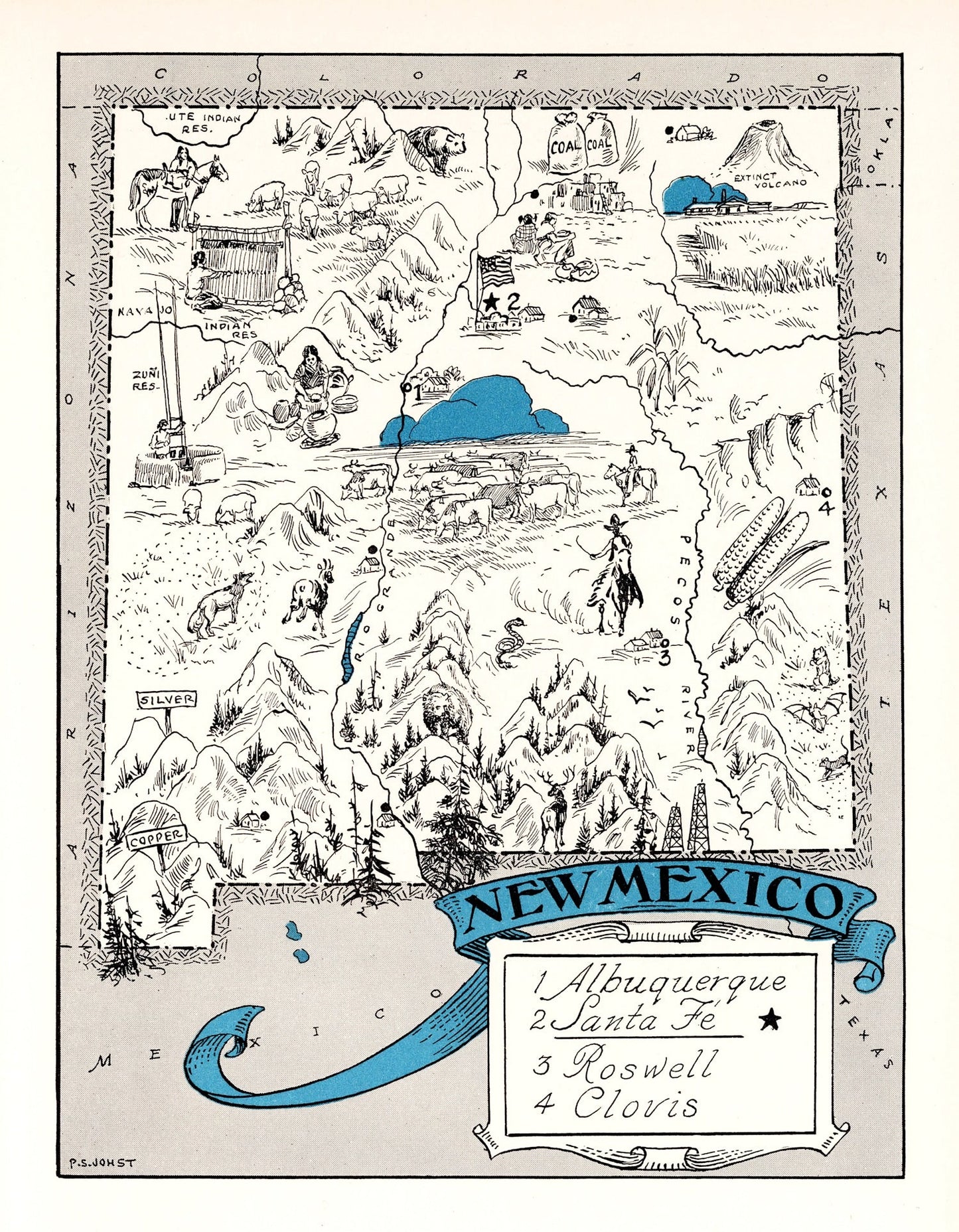 Vintage Map of New Mexico 1931