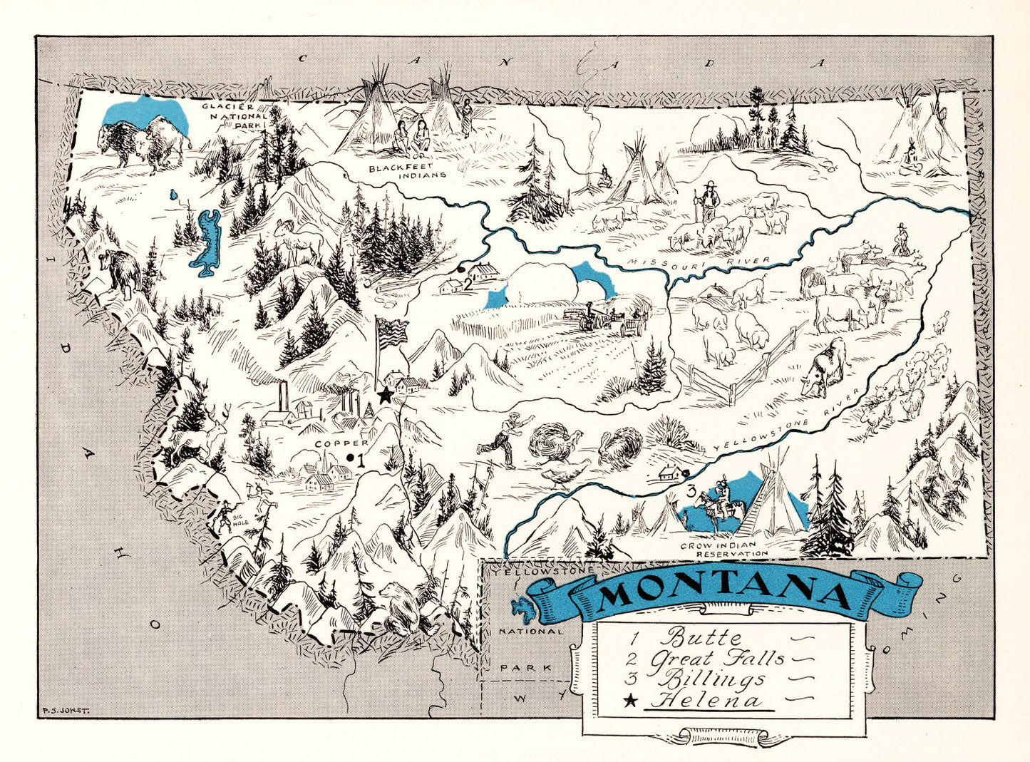Vintage Map of Montana 1931