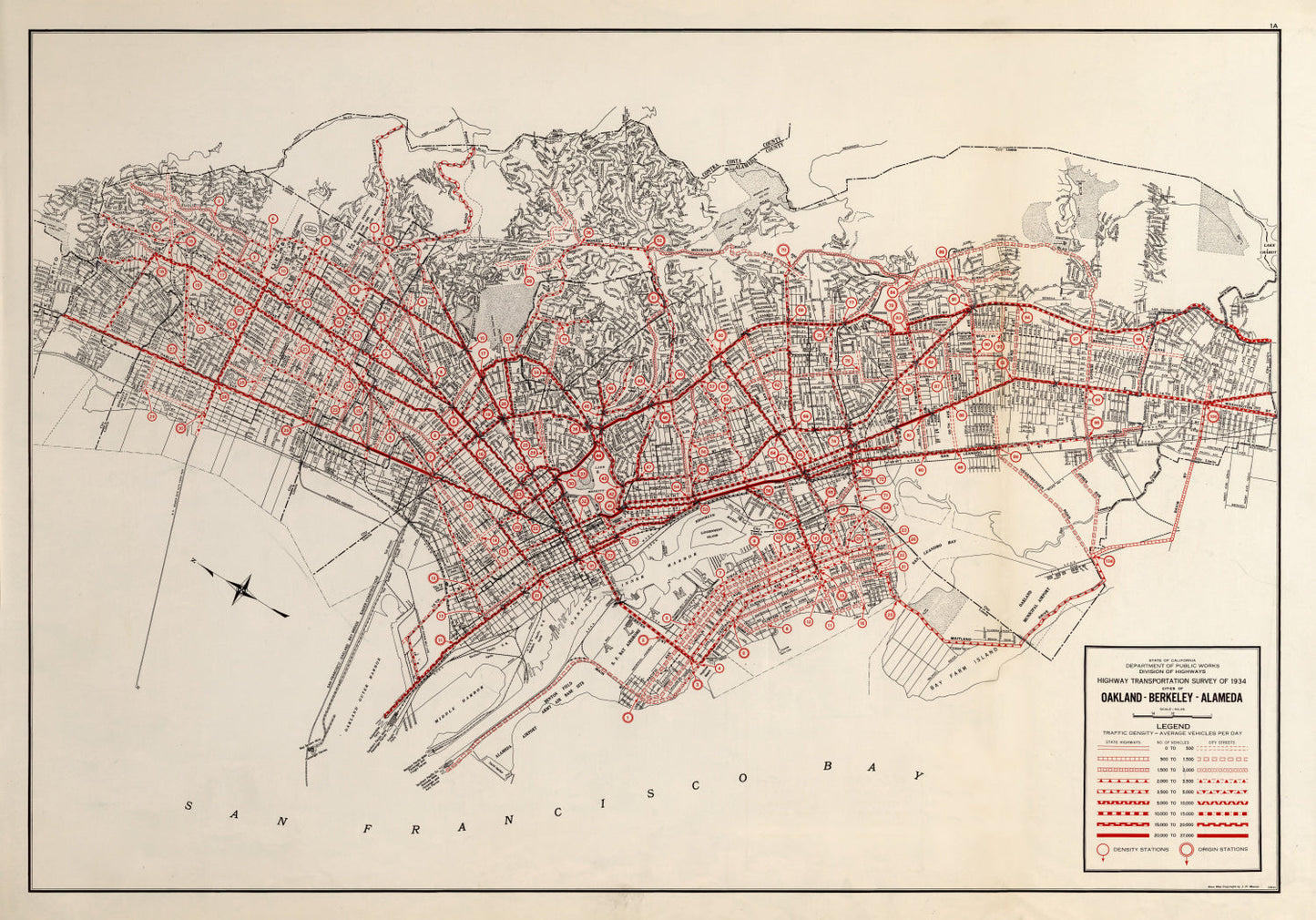 Vintage Map of San Francisco, California 1935