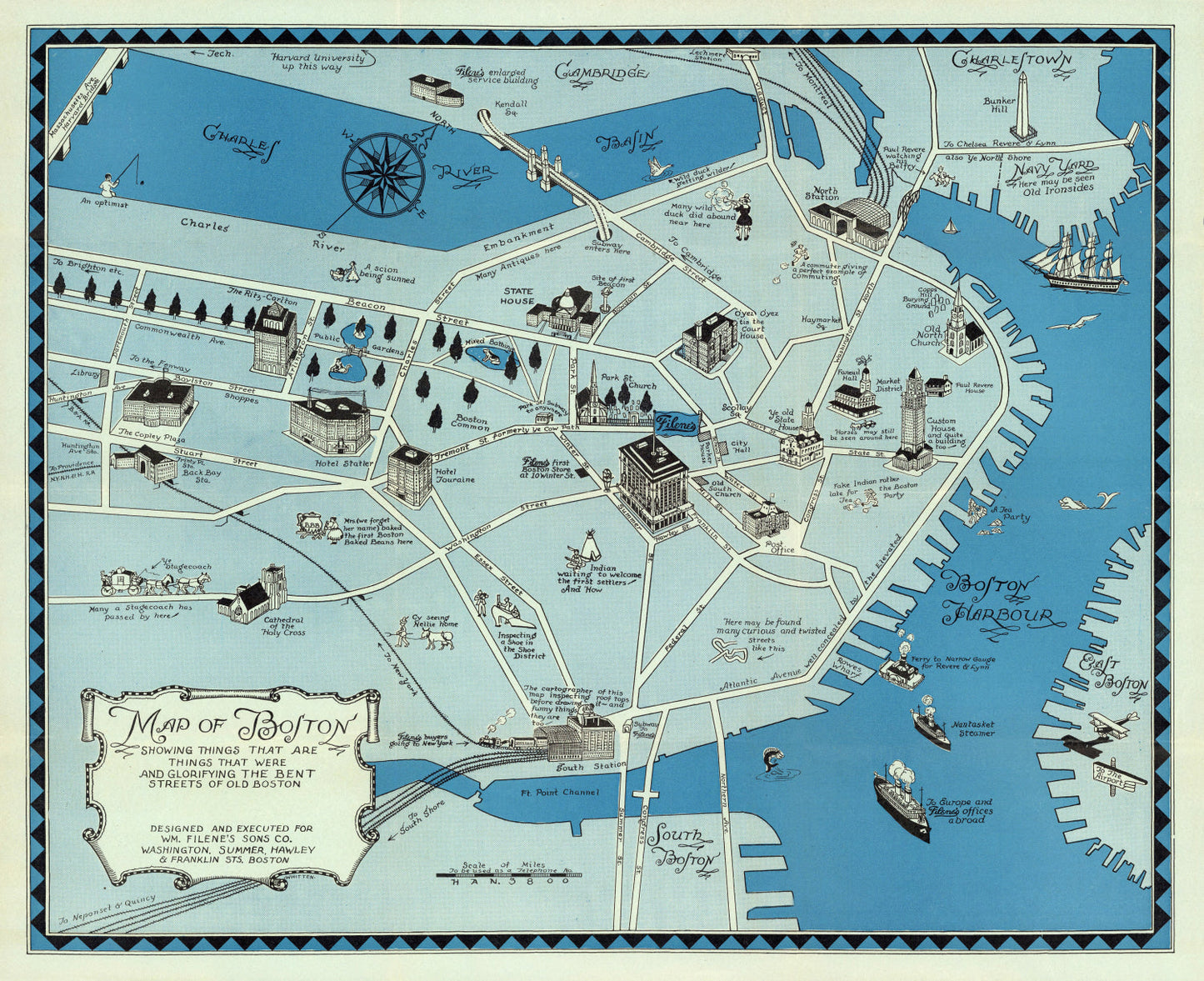 Vintage Map of Boston, Massachusetts 1926