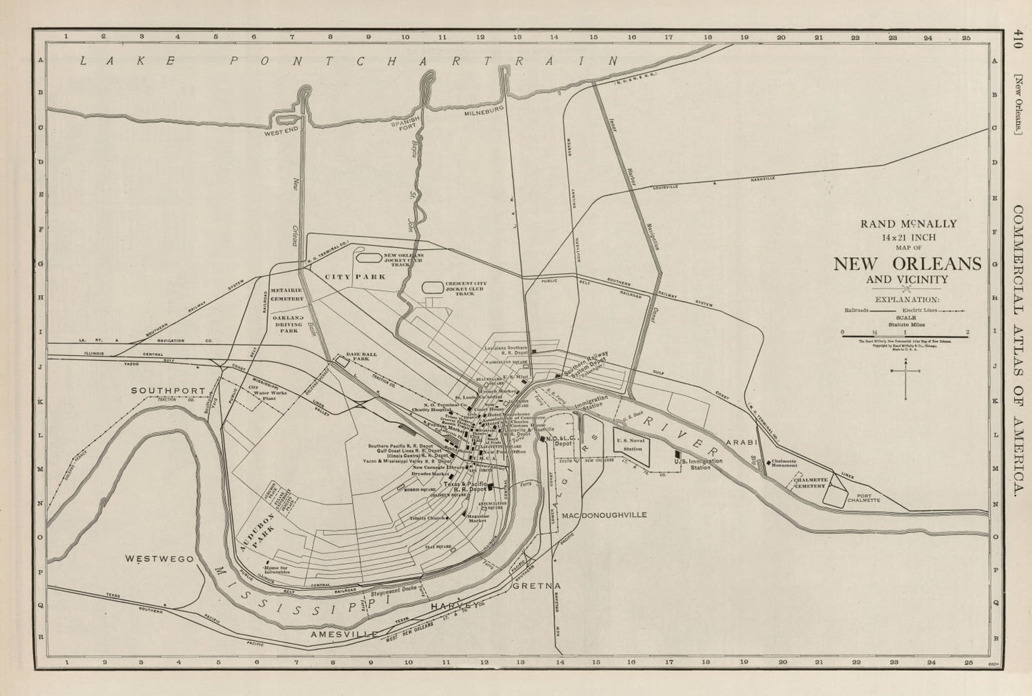 Vintage Map of New Orleans, Louisiana 1924