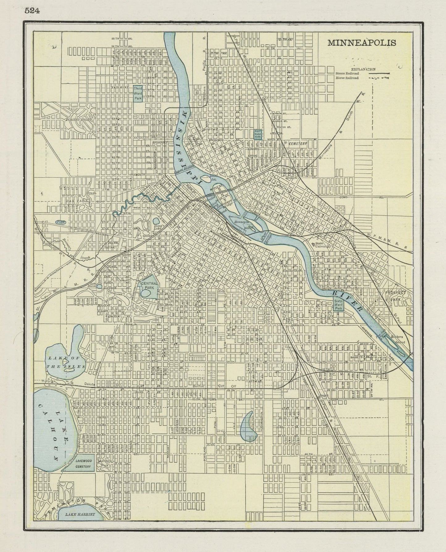Vintage Map of Minneapolis, Minnesota 1901