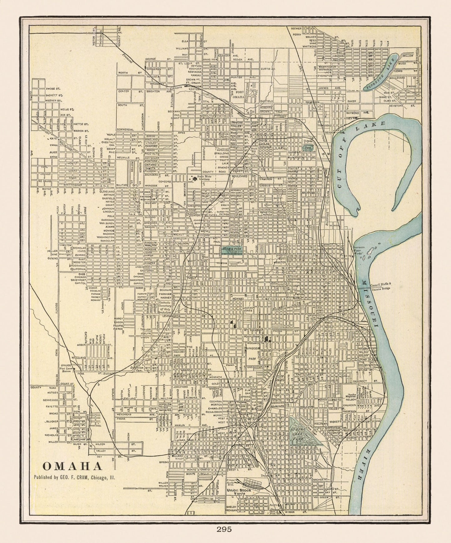 Vintage Map of Omaha, Nebraska 1901