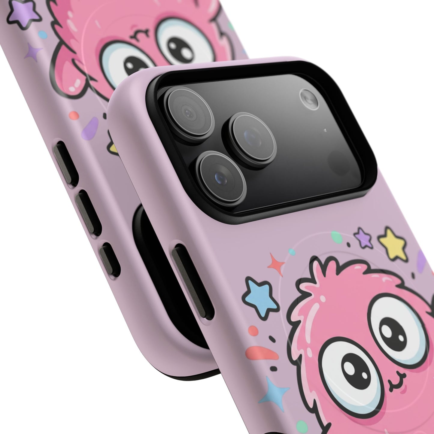 Cute Pink Fuzzy Monster Tough Magnetic Phone Case — Cute Kawaii Protective iPhone Cover
