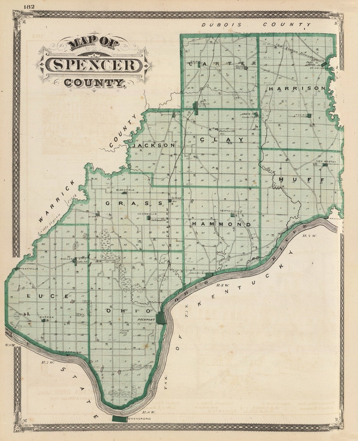 Vintage Map of Spencer County, Indiana 1876