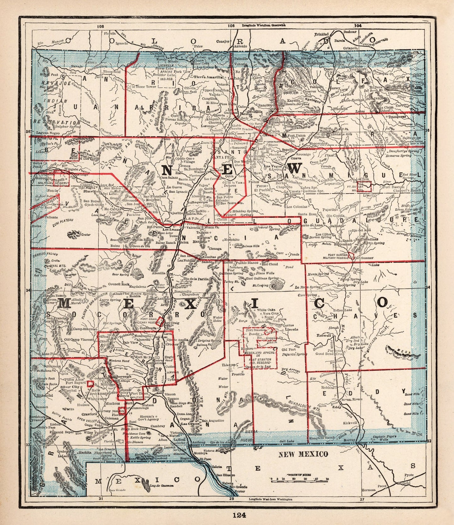 Vintage Map of New Mexico 1893