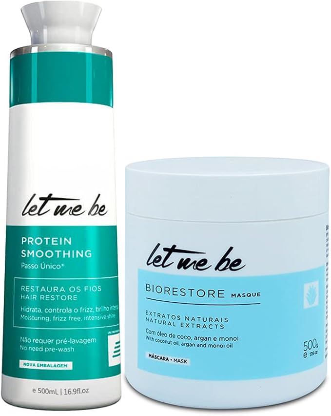 Let Me Be Protein Smoothing & Biorestore Mask. Frizz‑Free Shine Treatment Kit 16.9fl.oz 2 x 500ml