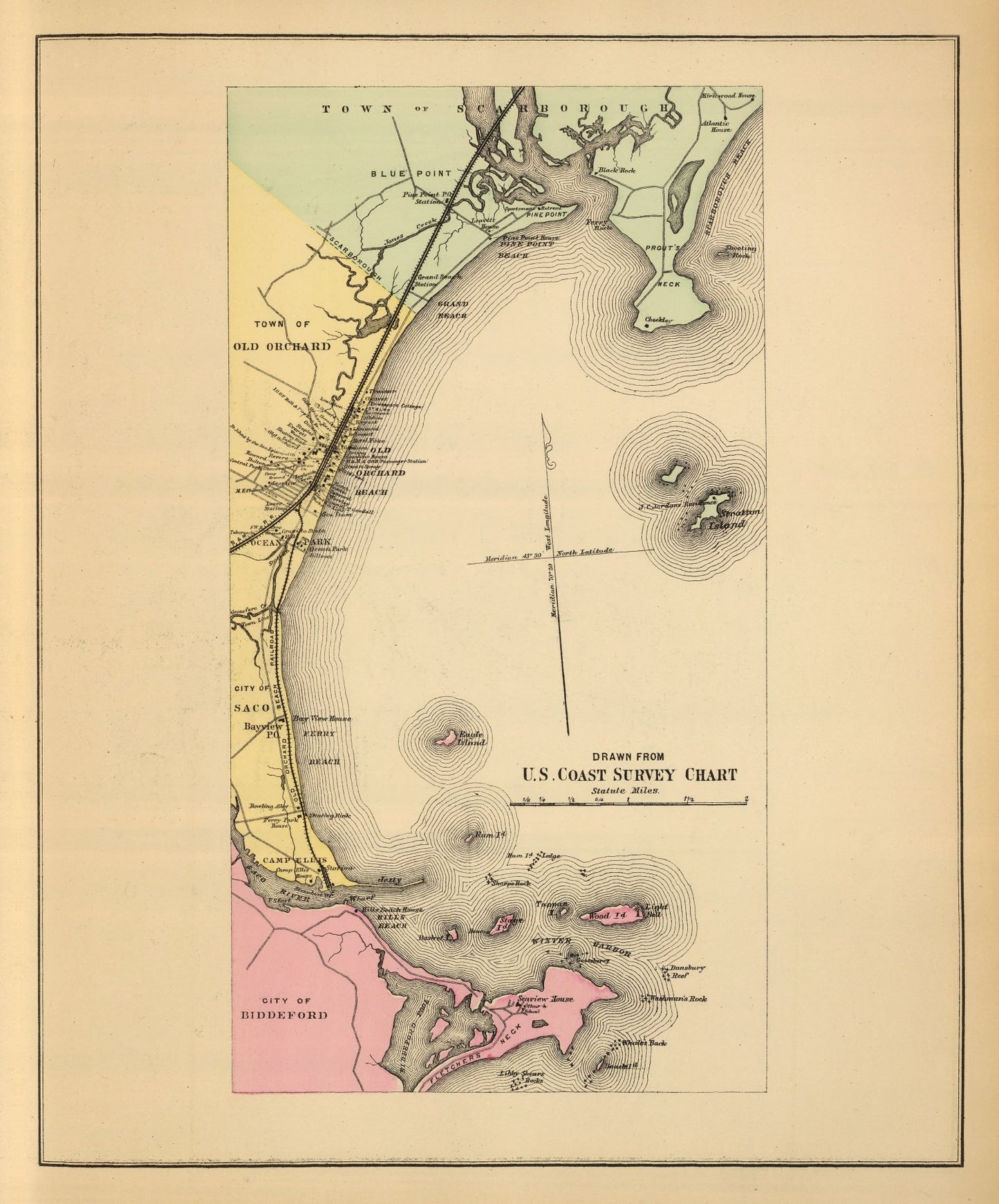 Vintage Map of Scarborough, Maine 1894