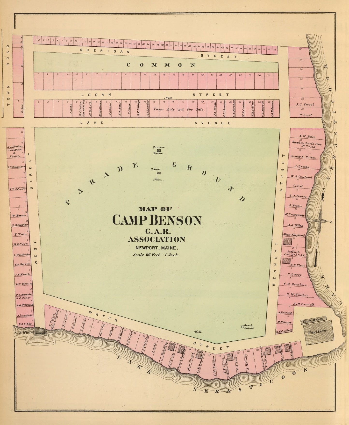 Vintage Map of Camp Benson, Maine 1894