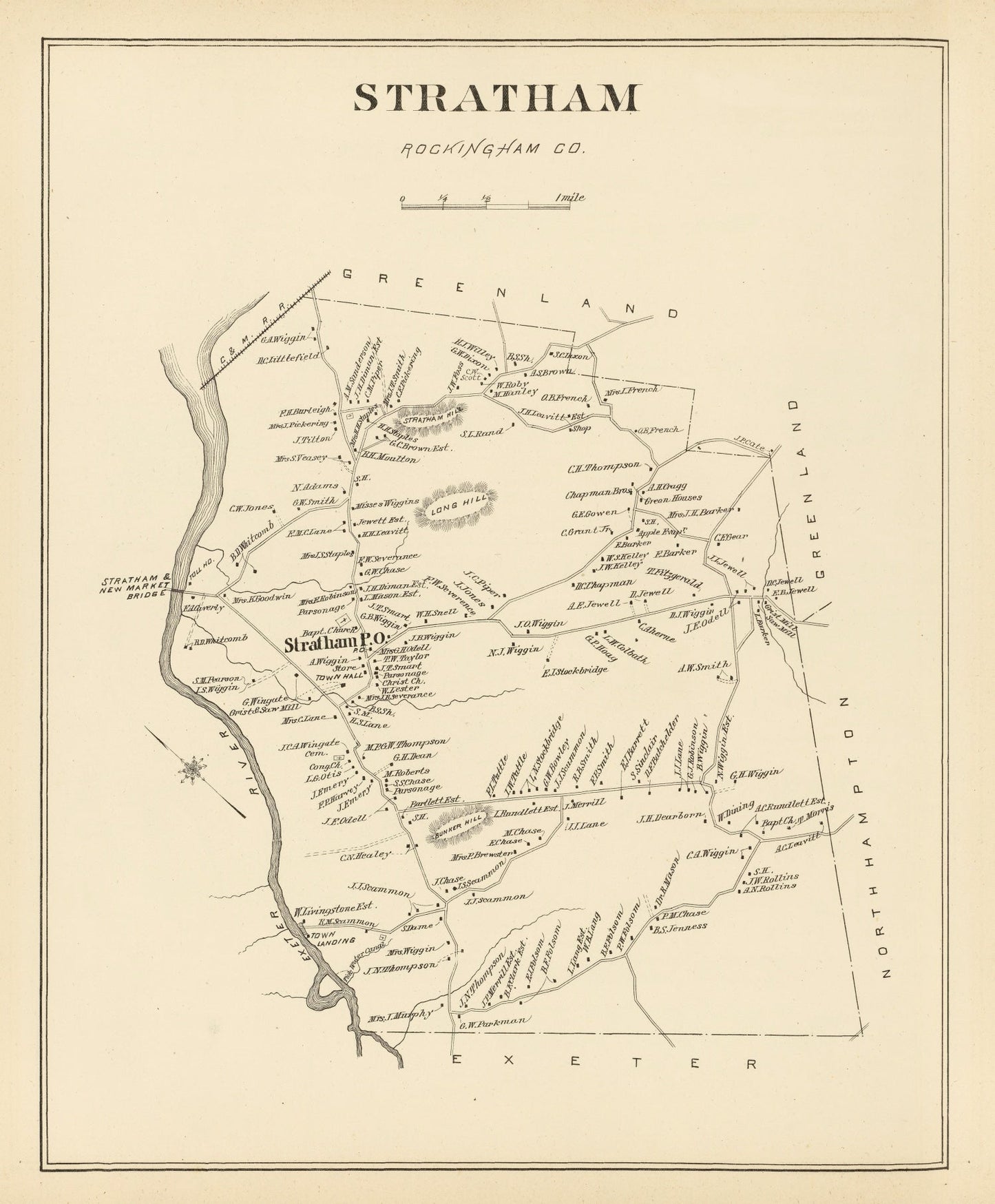 Vintage Map of Stratham, New Hampshire 1892