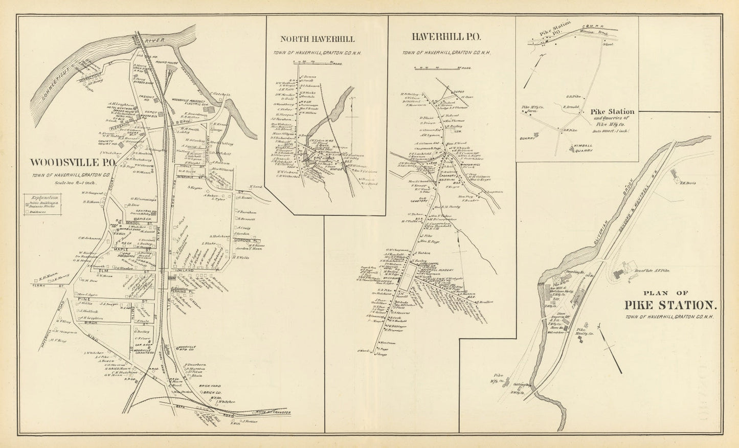Vintage Map of Haverhill, New Hampshire 1892