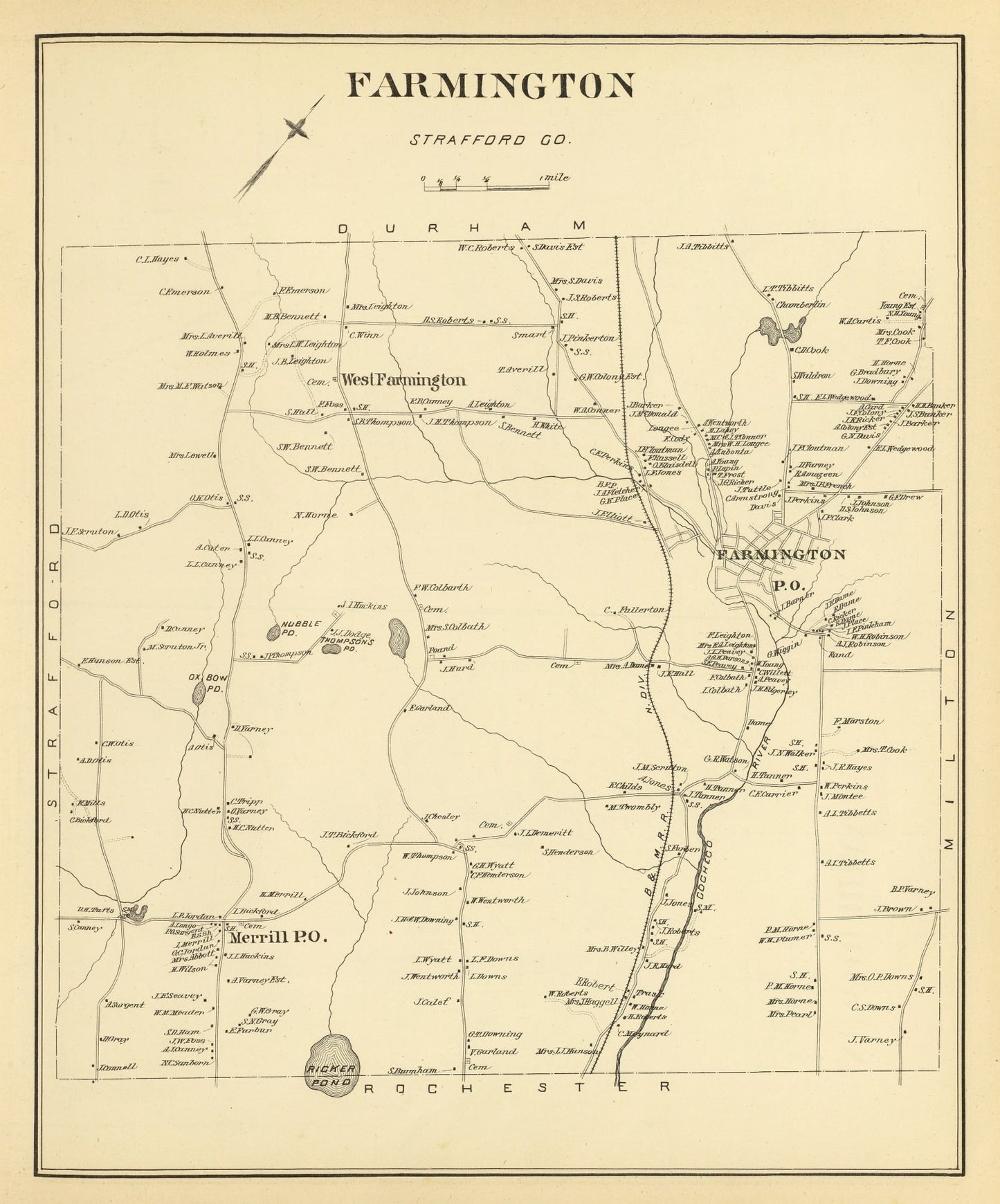 Vintage Map of Farmington, New Hampshire 1892