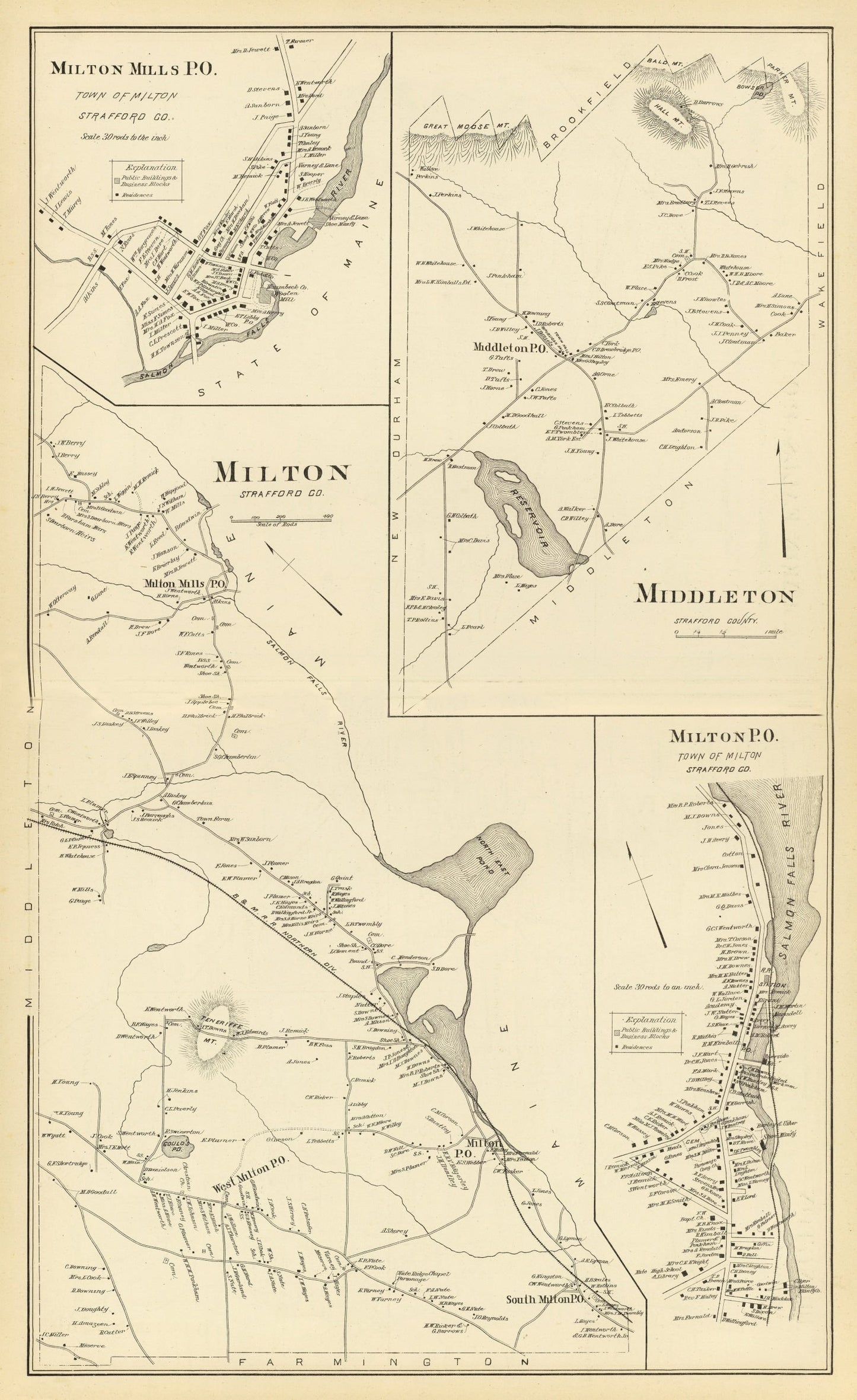 Vintage Map of Middleton, New Hampshire 1892
