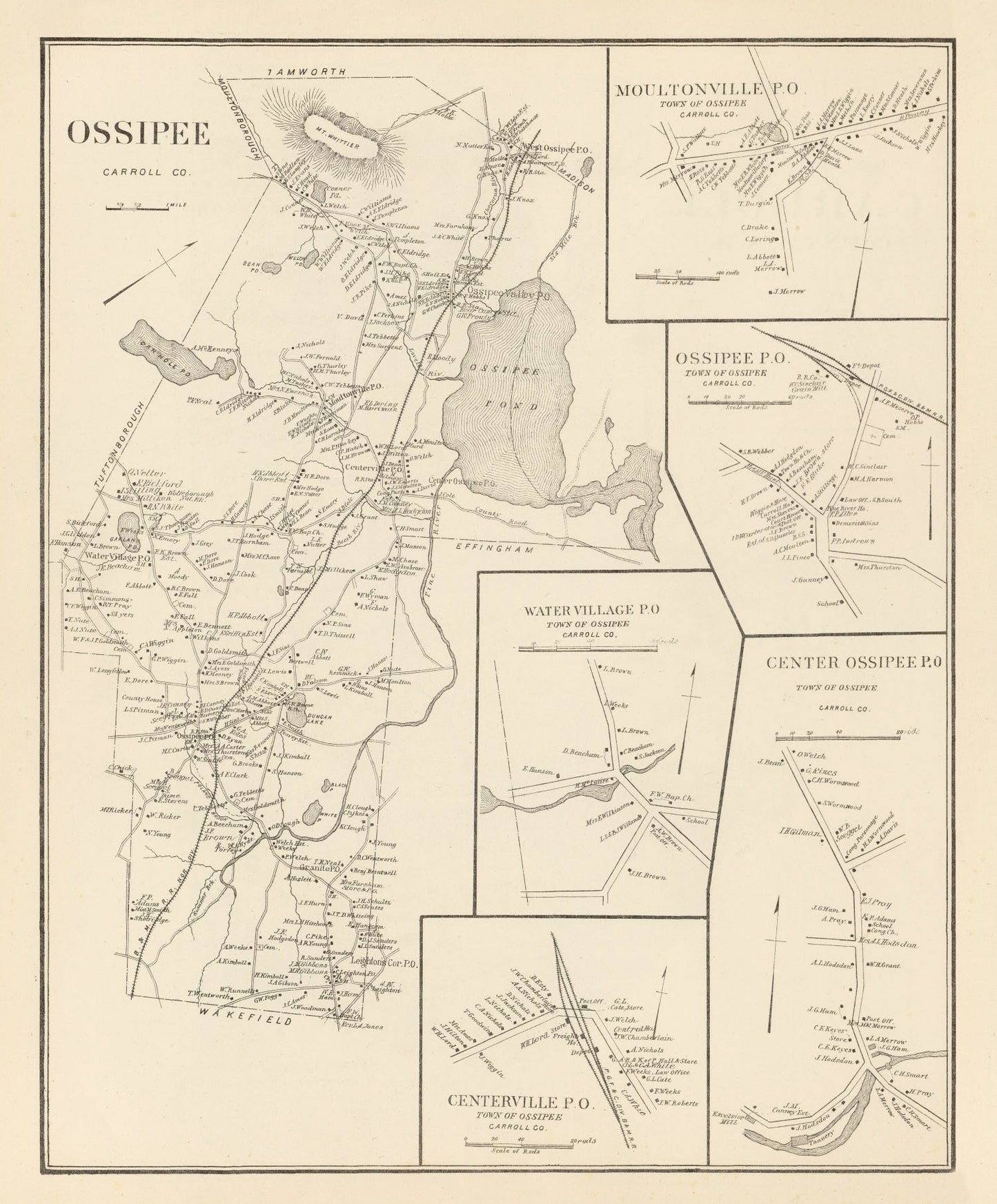Vintage Map of Moultonville, New Hampshire 1892