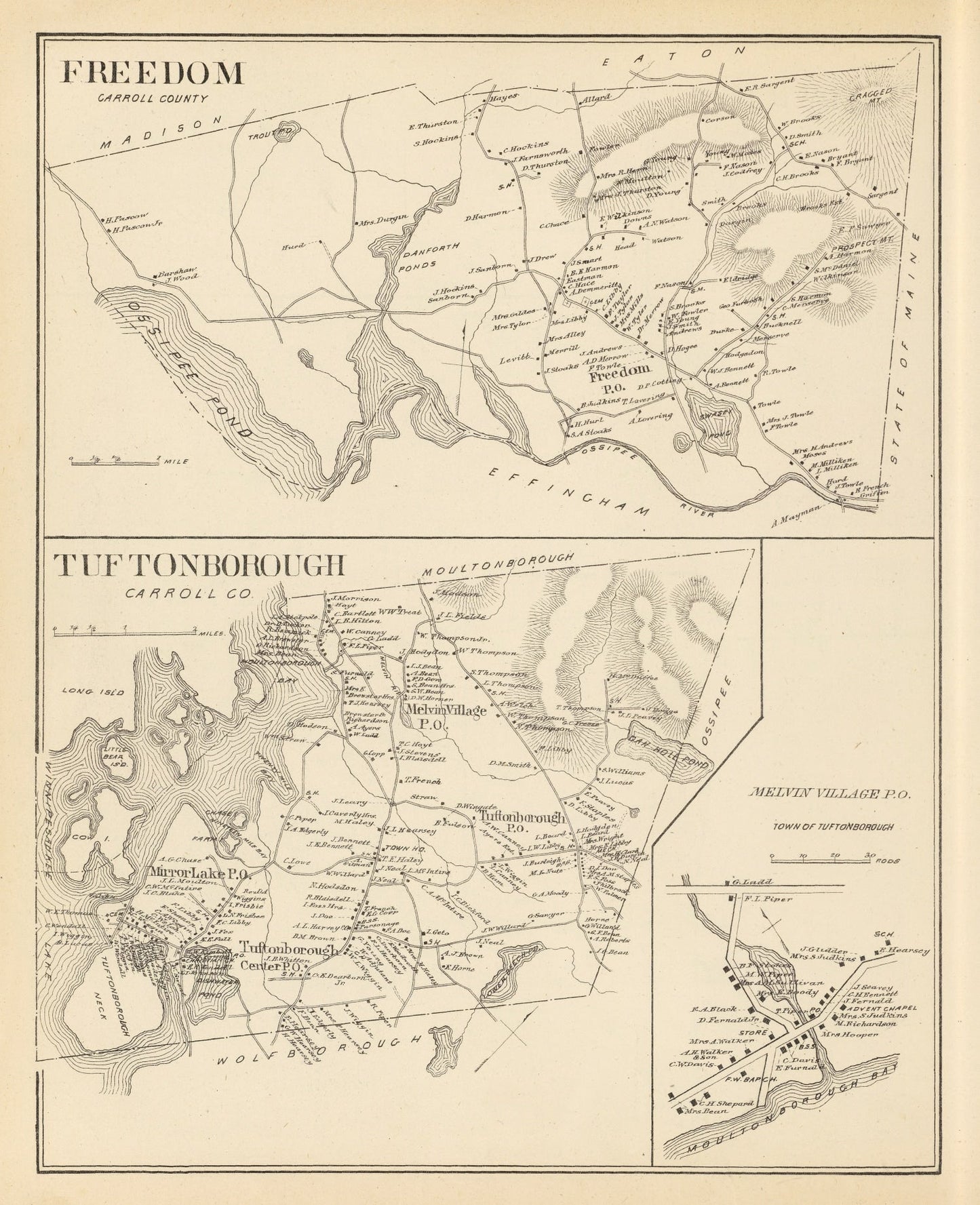 Vintage Map of Freedom, New Hampshire 1892