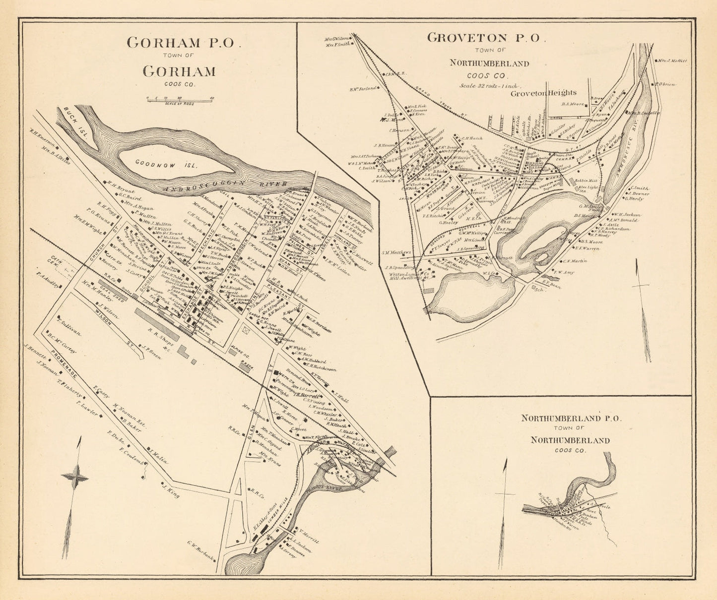 Vintage Map of Gorham, New Hampshire 1892
