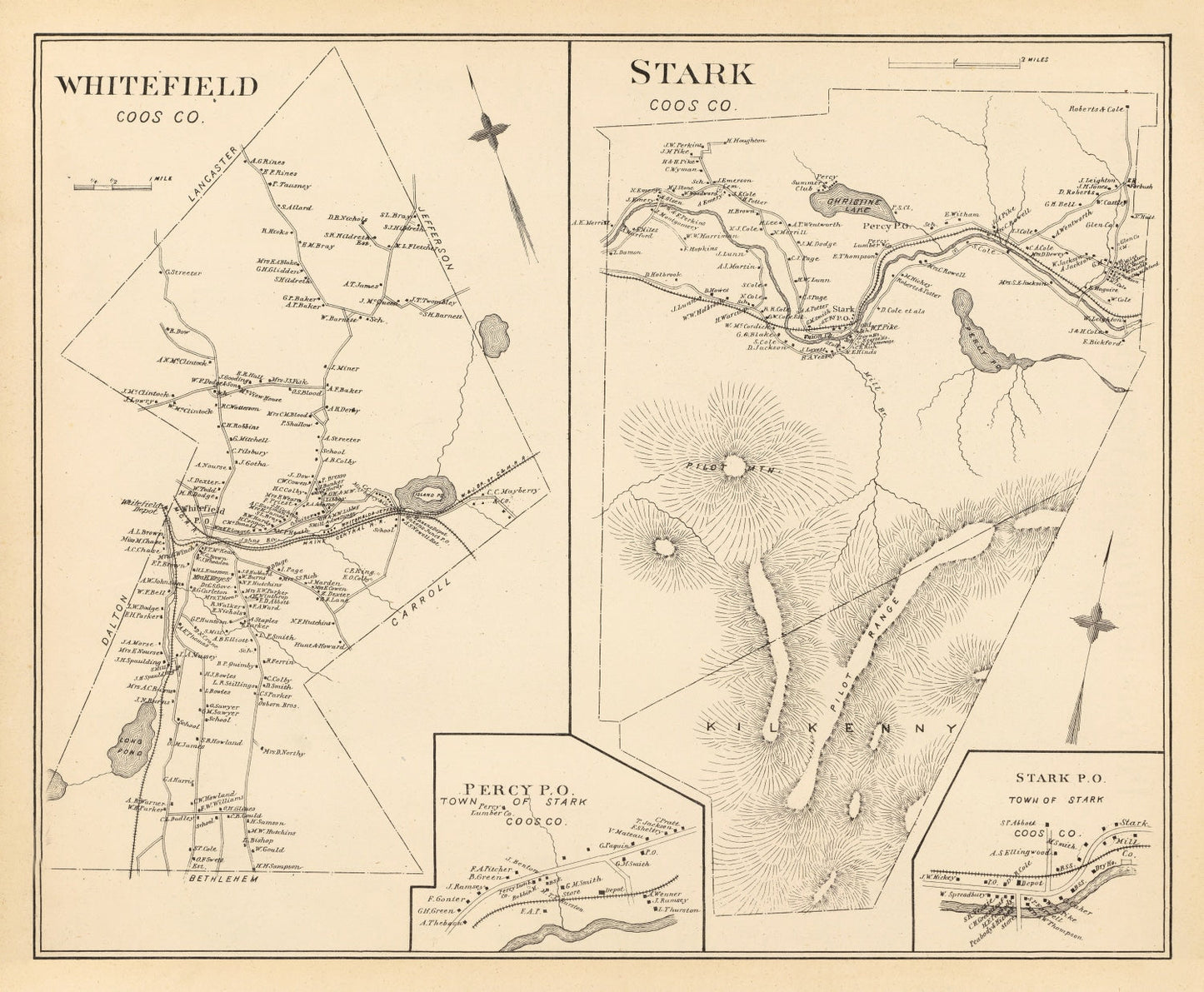 Vintage Map of Stark, New Hampshire 1892
