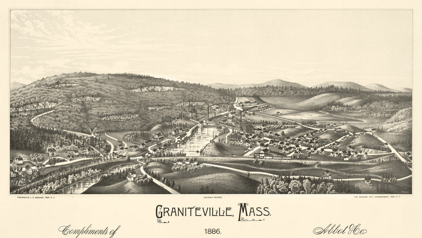 Vintage Map of Graniteville, Massachusetts 1886