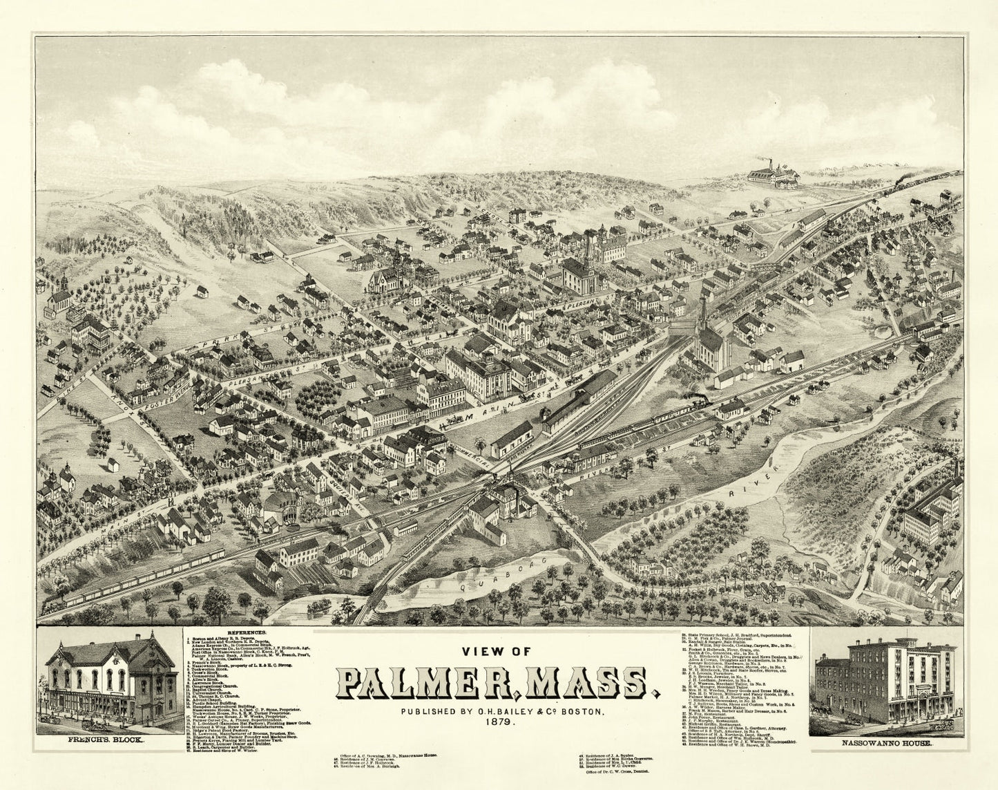 Vintage Map of Palmer, Massachusetts 1879