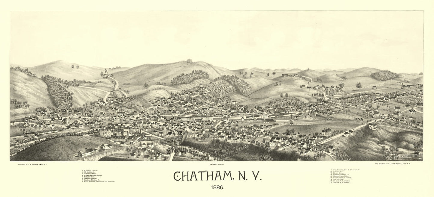 Vintage Map of Chatham, New York 1886