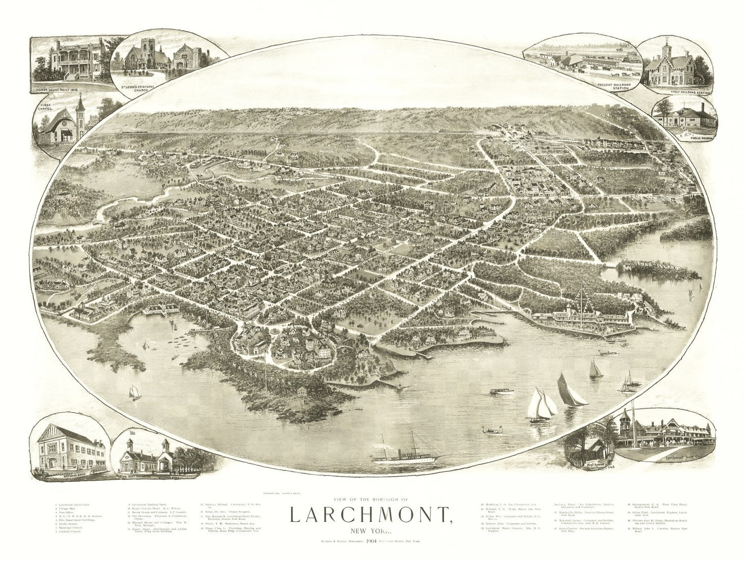 Vintage Map of Larchmont, New York 1904