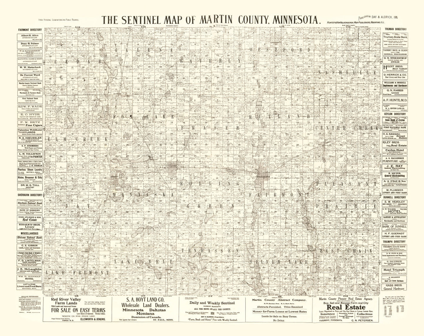 Vintage Map of Martin County, Minnesota 1901