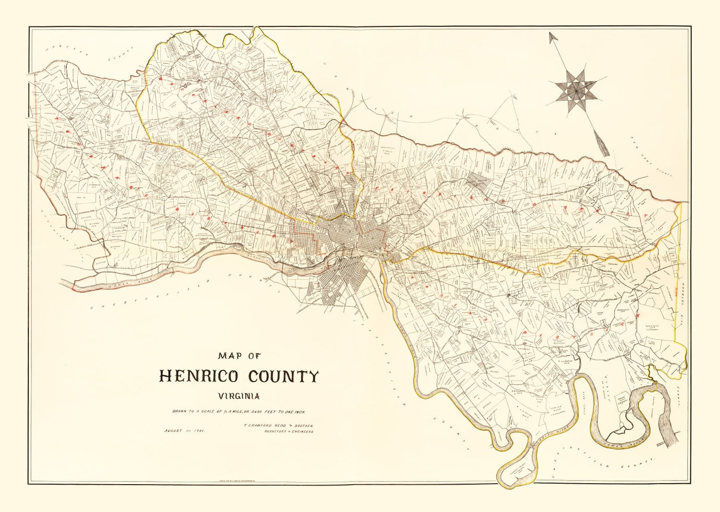 Vintage Map of Henrico County, Virginia 1901