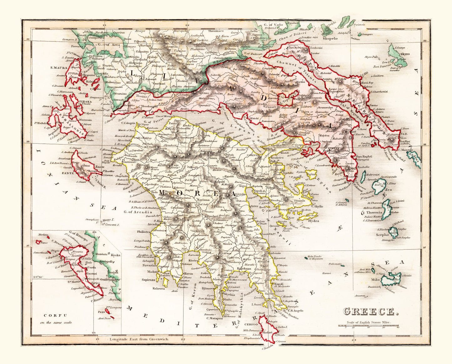 Vintage Map of Greece 1832