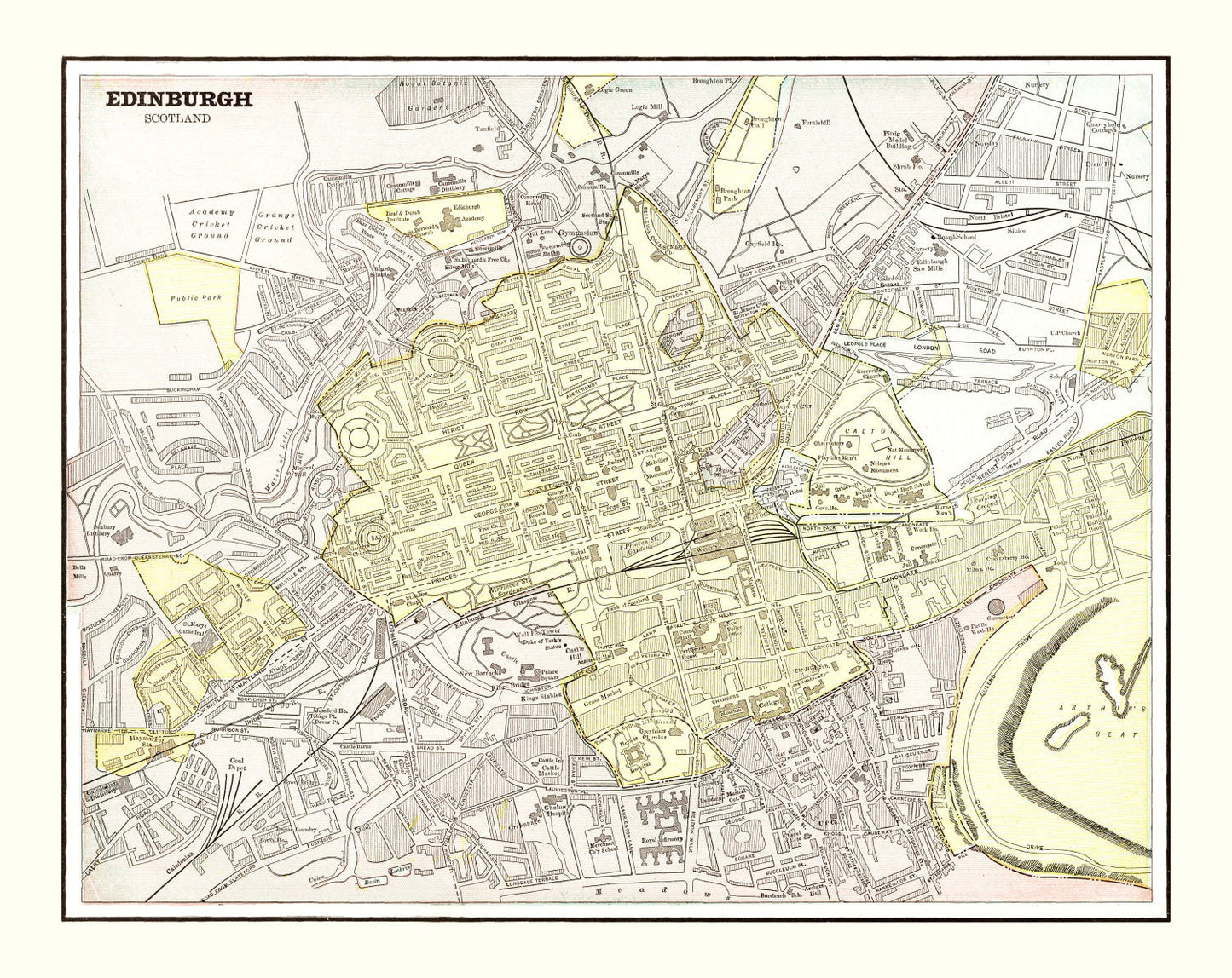 Vintage Map of Edinburgh, Scotland 1901