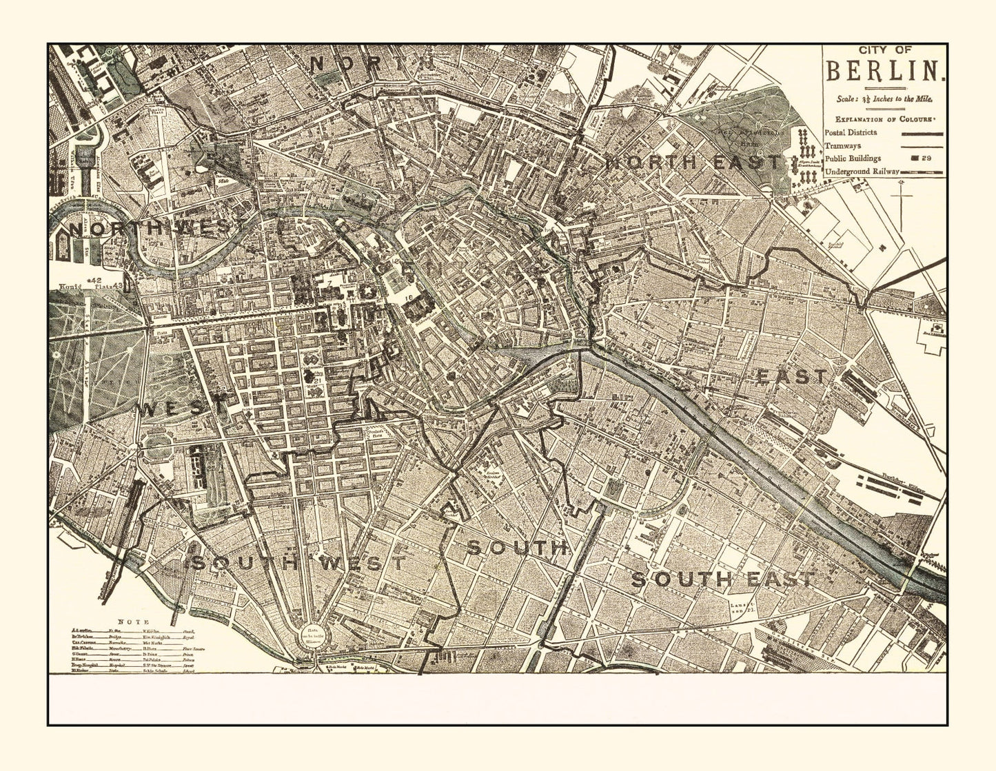 Vintage Map of Berlin, Germany 1901