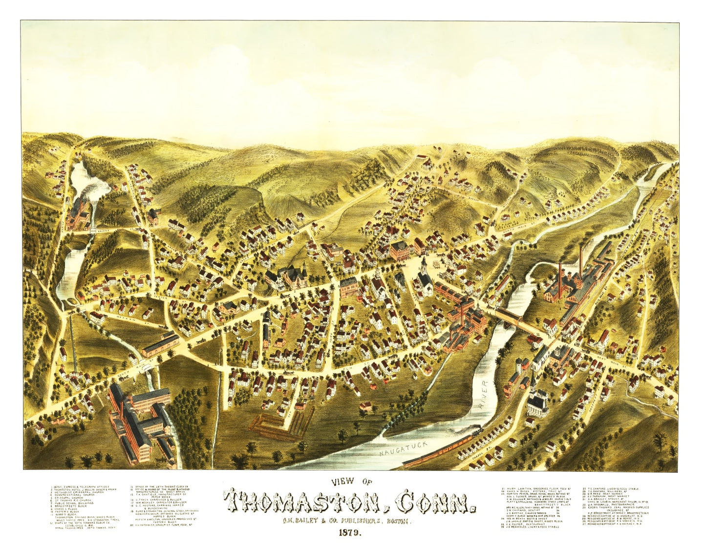 Vintage Map of Thomaston, Connecticut 1879